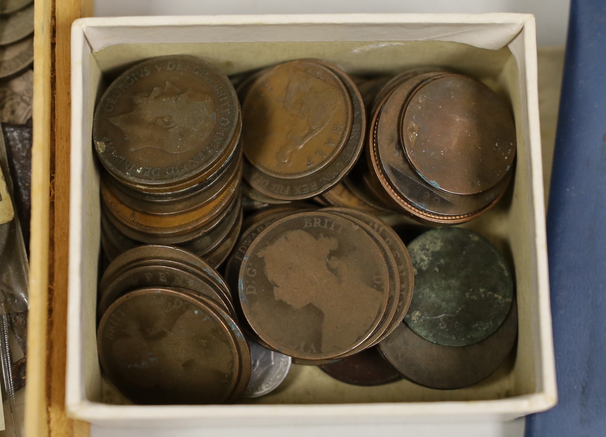 A group of coins, medals including a cartwheel twopence 1797 and an Elizabethan vellum deed